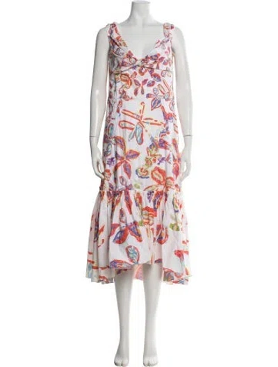 Pre-owned Peter Pilotto Floral Print Midi Length Dress In Neutrals