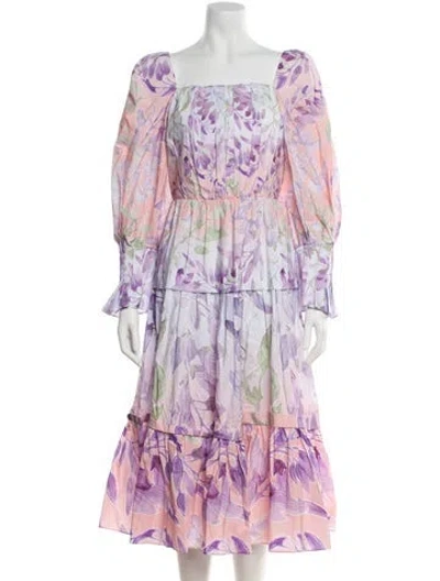 Pre-owned Peter Pilotto Floral Print Midi Length Dress W/ Tags In Purple