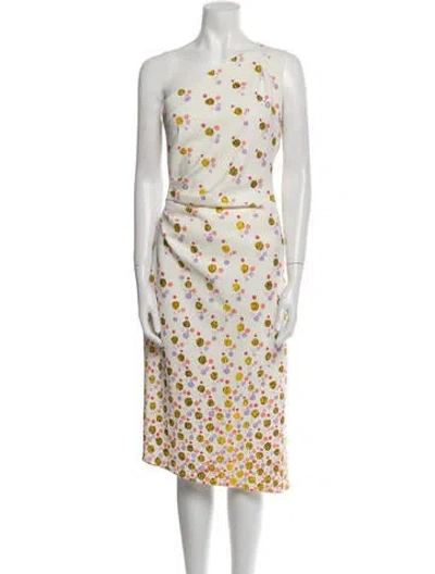 Pre-owned Peter Pilotto Floral Print Midi Length Dress In White