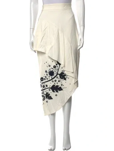 Pre-owned Peter Pilotto Floral Print Midi Length Skirt In White