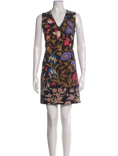 Pre-owned Peter Pilotto Floral Print Mini Dress In Black