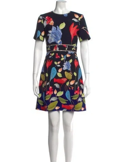 Pre-owned Peter Pilotto Floral Print Mini Dress In Black