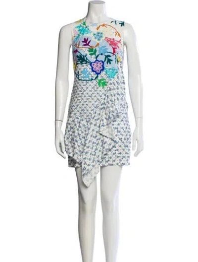 Pre-owned Peter Pilotto Floral Print Mini Dress In Blue