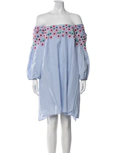 Pre-owned Peter Pilotto Floral Print Mini Dress In Blue
