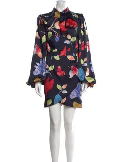 Pre-owned Peter Pilotto Floral Print Mini Dress In Blue