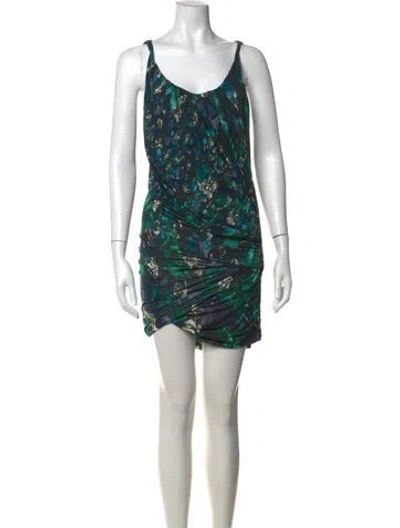 Pre-owned Peter Pilotto Floral Print Mini Dress In Blue
