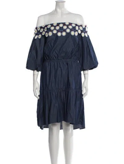 Pre-owned Peter Pilotto Floral Print Mini Dress In Blue