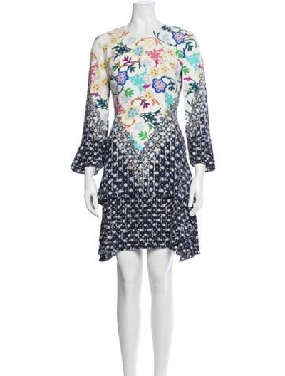 Pre-owned Peter Pilotto Floral Print Mini Dress In Blue/white