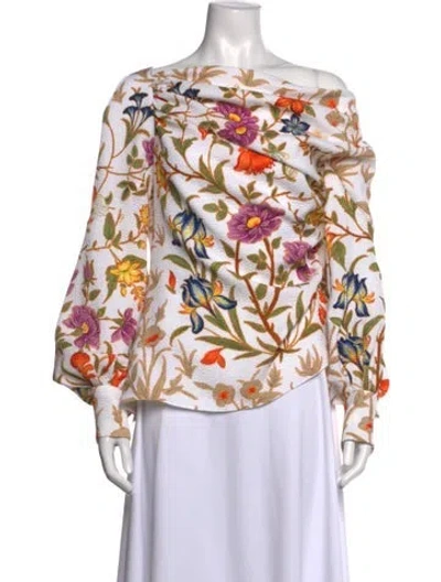 Pre-owned Peter Pilotto Floral Print Off-the-shoulder Top In Black