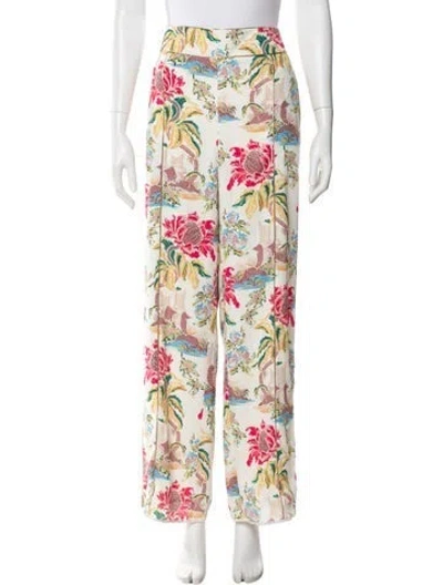 Pre-owned Peter Pilotto Floral Print Wide Leg Pants In White