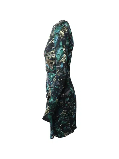 Pre-owned Peter Pilotto Geometric-print Ruched Dress In Black
