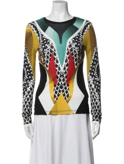 Pre-owned Peter Pilotto Graphic Print Crew Neck Top In White