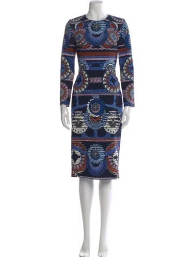 Pre-owned Peter Pilotto Graphic Print Knee-length Dress In Blue