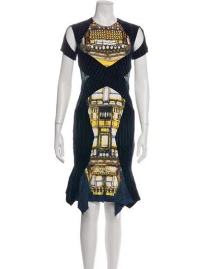 Pre-owned Peter Pilotto Graphic Print Knee-length Dress In Blue