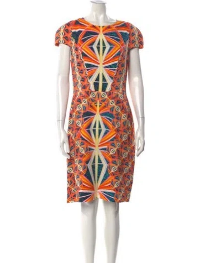 Pre-owned Peter Pilotto Graphic Print Knee-length Dress In Orange