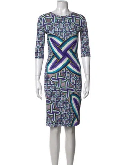 Pre-owned Peter Pilotto Graphic Print Knee-length Dress W/ Tags In Purple