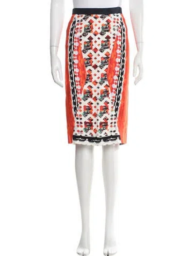 Pre-owned Peter Pilotto Graphic Print Midi Length Skirt In Orange