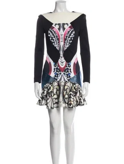 Pre-owned Peter Pilotto Graphic Print Mini Dress In Blue