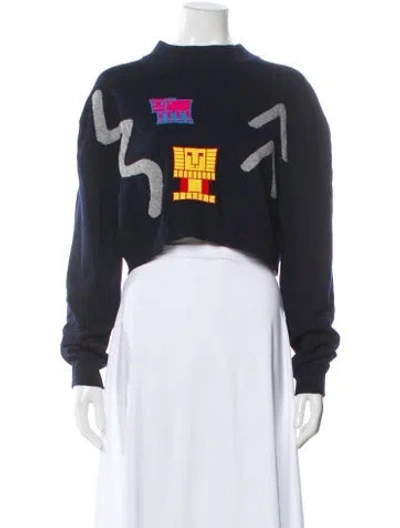 Pre-owned Peter Pilotto Graphic Print Mock Neck Sweater In Gray