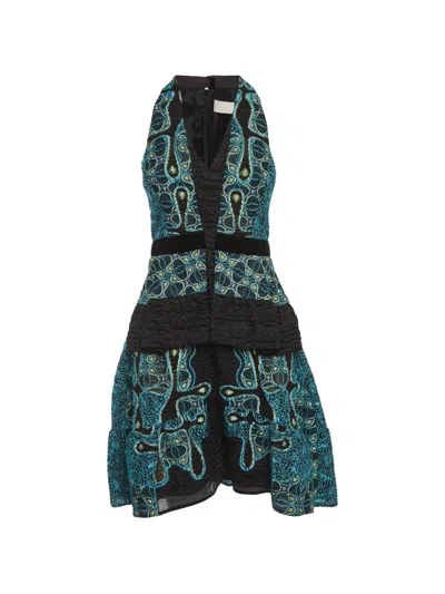 Pre-owned Peter Pilotto Jacquard Tiered Midi Dress In Black