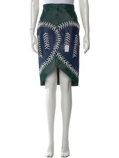 Pre-owned Peter Pilotto Leather Midi Length Skirt In Multi