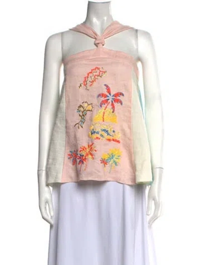 Pre-owned Peter Pilotto Linen Printed Top In Pink