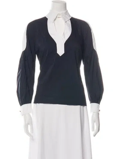 Pre-owned Peter Pilotto Long Sleeve Blouse In Blue