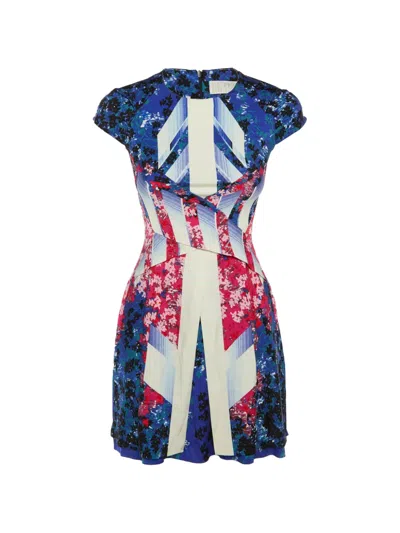 Pre-owned Peter Pilotto Mira Abstract-print Mini Dress In Blue