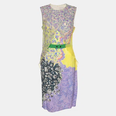 Peter Pilotto Mulitcolor Printed Crepe Sleeveless Belted Midi Dress In Purple