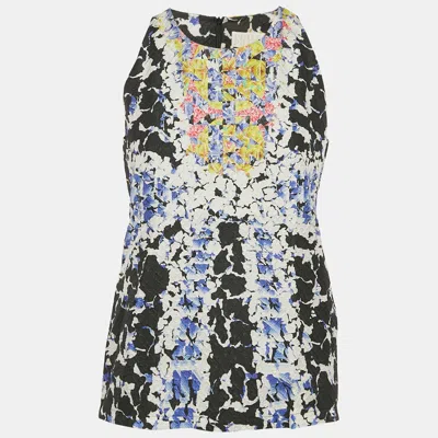 Peter Pilotto Multicolor Printed Silk Sleeveless Top In Black