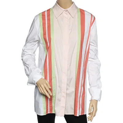 Peter Pilotto Multicolor Striped Cotton Cutout Sleeve Detail Shirt