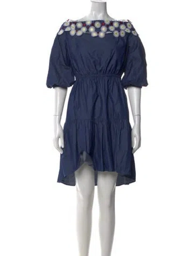 Pre-owned Peter Pilotto Off-the-shoulder Knee-length Dress In Blue