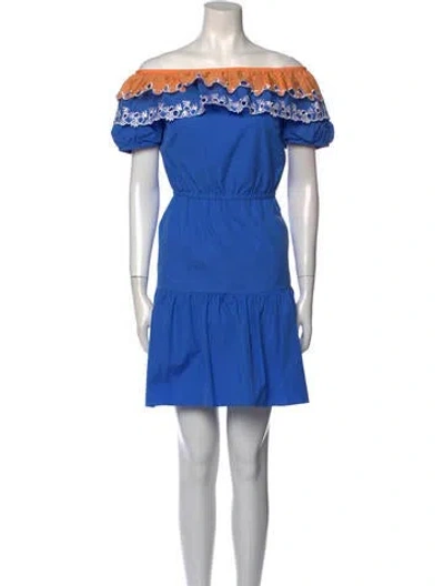Pre-owned Peter Pilotto Off-the-shoulder Knee-length Dress W/ Tags In Blue