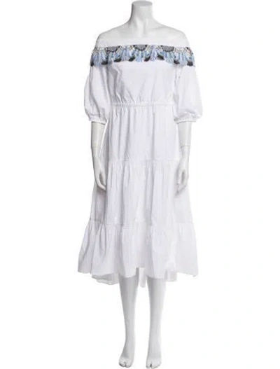 Pre-owned Peter Pilotto Off-the-shoulder Midi Length Dress W/ Tags In White