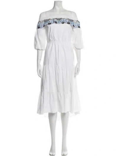 Pre-owned Peter Pilotto Off-the-shoulder Midi Length Dress In White