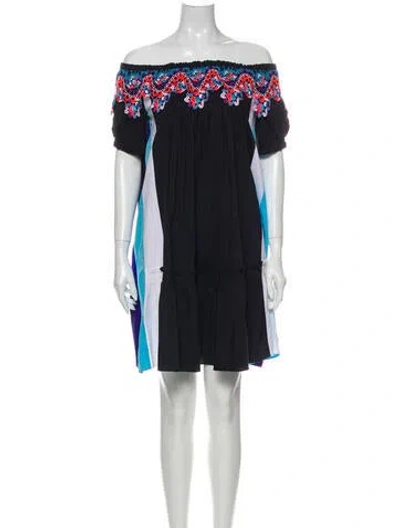 Pre-owned Peter Pilotto Off-the-shoulder Mini Dress In Blue