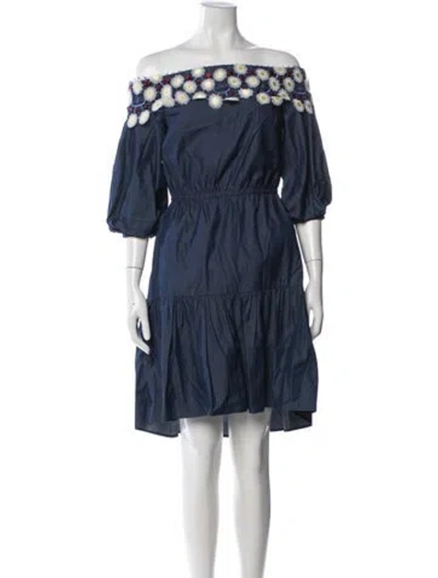 Pre-owned Peter Pilotto Off-the-shoulder Mini Dress In Blue
