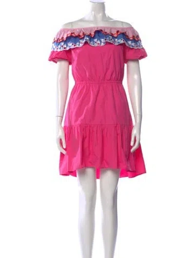 Pre-owned Peter Pilotto Off-the-shoulder Mini Dress In Pink