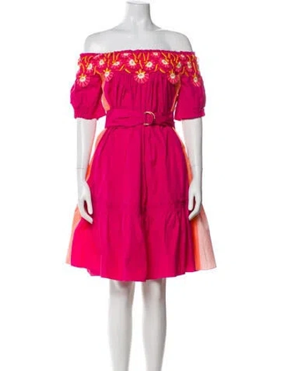 Pre-owned Peter Pilotto Off-the-shoulder Mini Dress In Pink