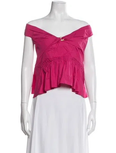 Pre-owned Peter Pilotto Off-the-shoulder Short Sleeve Top In Pink