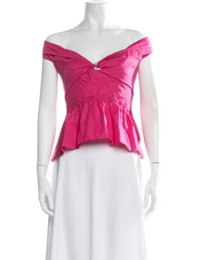 Pre-owned Peter Pilotto Off-the-shoulder Short Sleeve Top W/ Tags In Pink