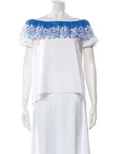 Pre-owned Peter Pilotto Off-the-shoulder Short Sleeve Top In White
