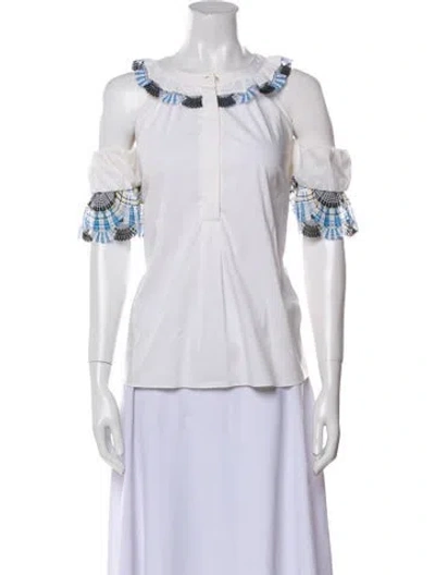 Pre-owned Peter Pilotto Off-the-shoulder Three-quarter Sleeve Blouse In Neutral