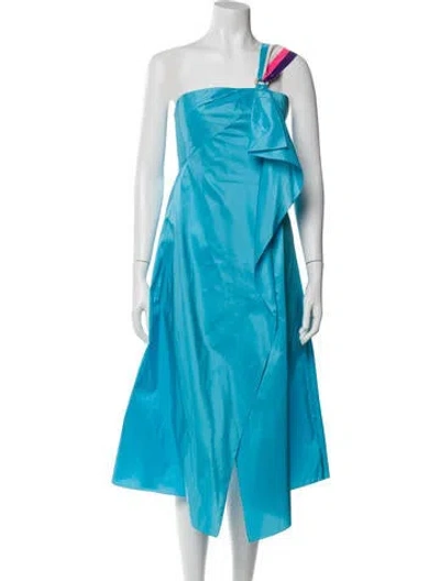 Pre-owned Peter Pilotto One-shoulder Long Dress In Blue