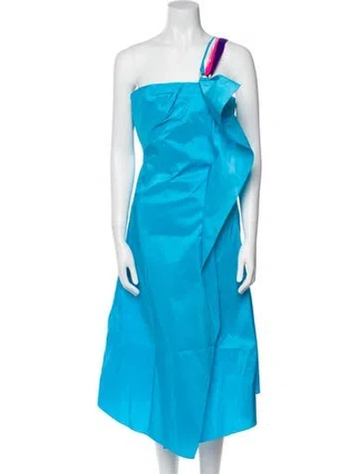 Pre-owned Peter Pilotto One-shoulder Long Dress W/ Tags In Blue