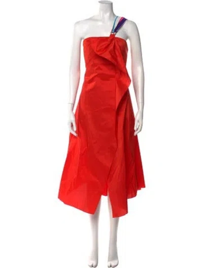 Pre-owned Peter Pilotto One-shoulder Midi Length Dress In Orange