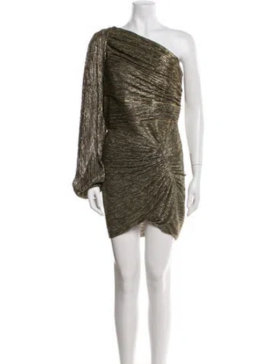 Pre-owned Peter Pilotto One-shoulder Mini Dress In Gold