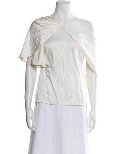 Pre-owned Peter Pilotto One-shoulder Short Sleeve Blouse In White