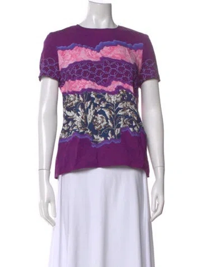 Pre-owned Peter Pilotto Patterned Crew Neck T-shirt In Purple