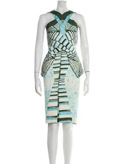 Pre-owned Peter Pilotto Patterned Knee-length Dress In Black/blue/green